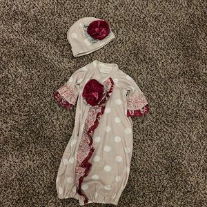 Haute Baby gown & hat! Sz 0-3